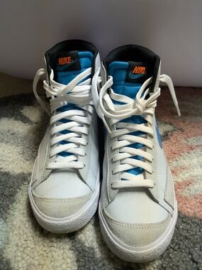 Nike Kids Blazer  Sneakers in White, Blue & Orange